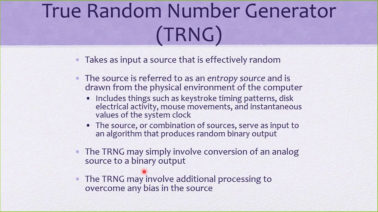 Security: Random Numbers and Stream Ciphers