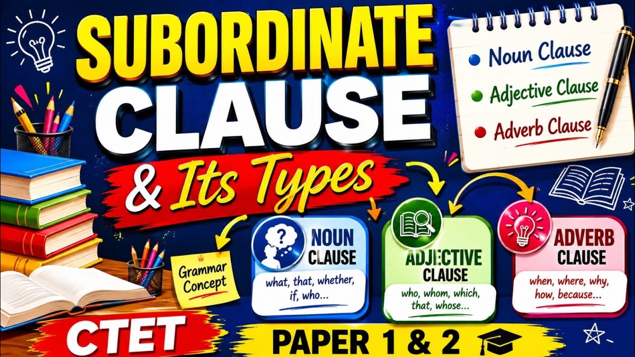 CTET English Grammar 2026 | Clauses Complete | Noun, Adjective & Adverb Clause For Paper 1 & 2