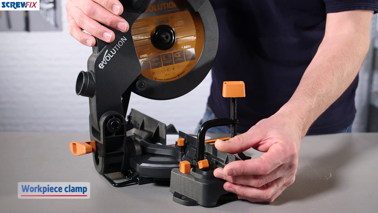 Evolution R210CMS 210mm Single-Bevel Compound Mitre Saw | Screwfix
