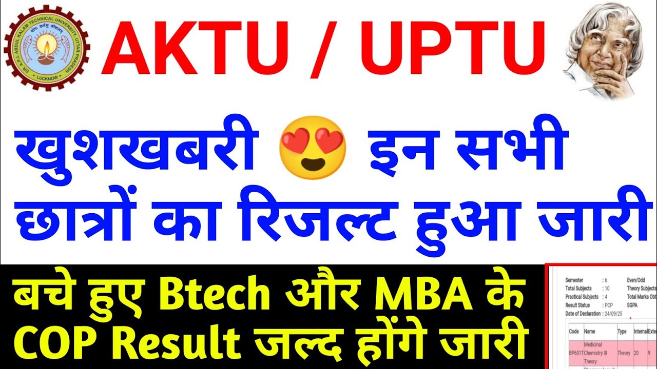 Aktu even sem 2025 cop result news / aktu even sem result news / aktu latest news / aktu news / aktu
