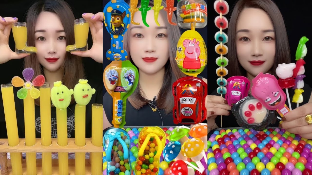 Asmr this candy snacks is all about soft chewing and lollipop mukbang 