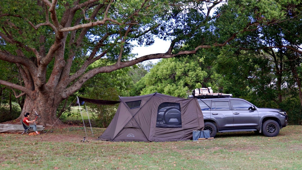 Camping at Kenilworth QLD with a docking tent IDOOGEN and Prado upgrade