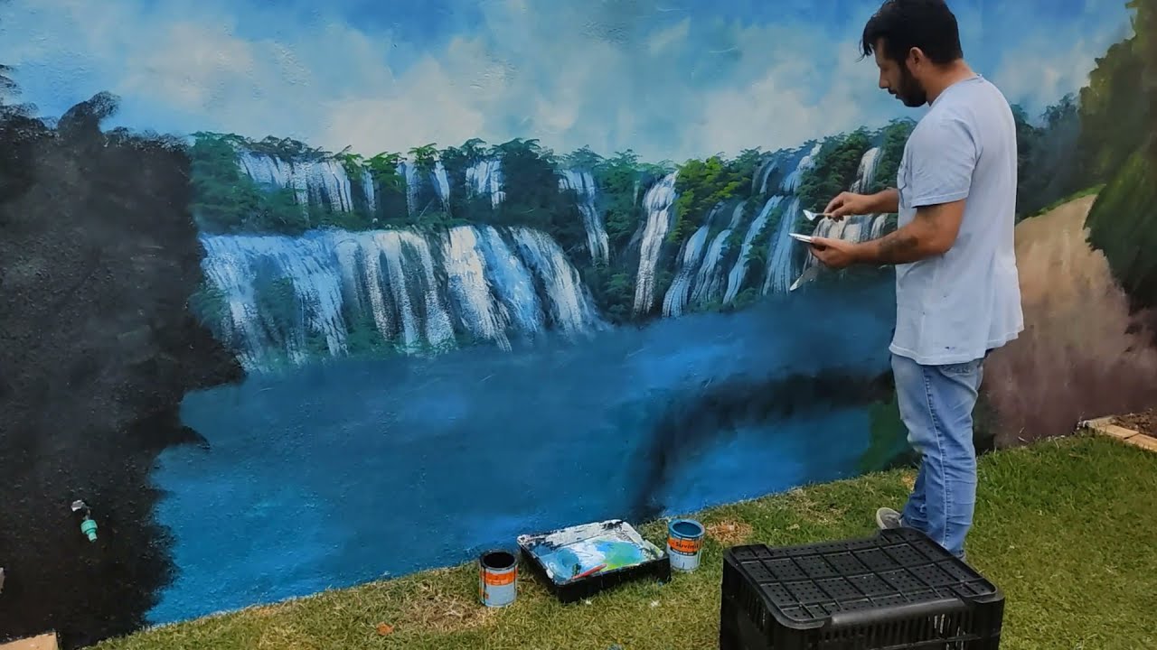 Pintura Paisagem Em Muro - Marcio Monteiro Artista Plástico  Quatro pontes Paraná Vídeo 1
