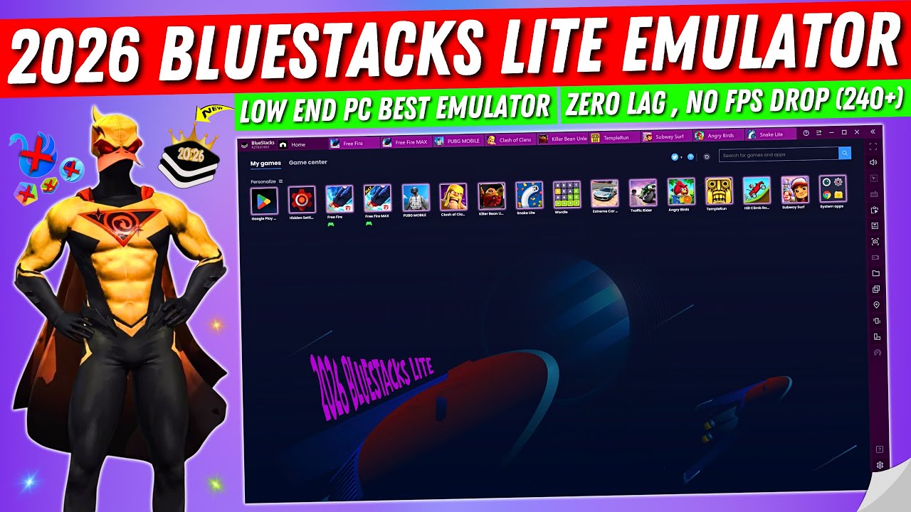 2026 New BlueStacks Lite For Free Fire On Low End PC | Lite BlueStacks Best Android Emulator For PC