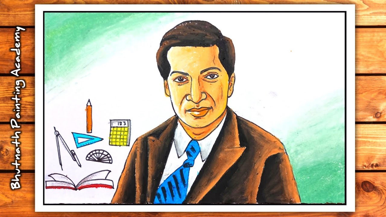 srinivasa ramanujan drawing with colour