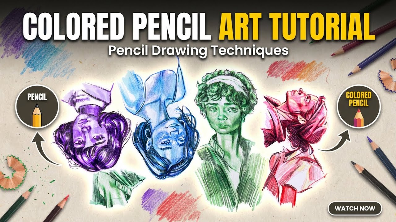 Colorful Portrait Sketching | Expressive Faces with Pencil & Color