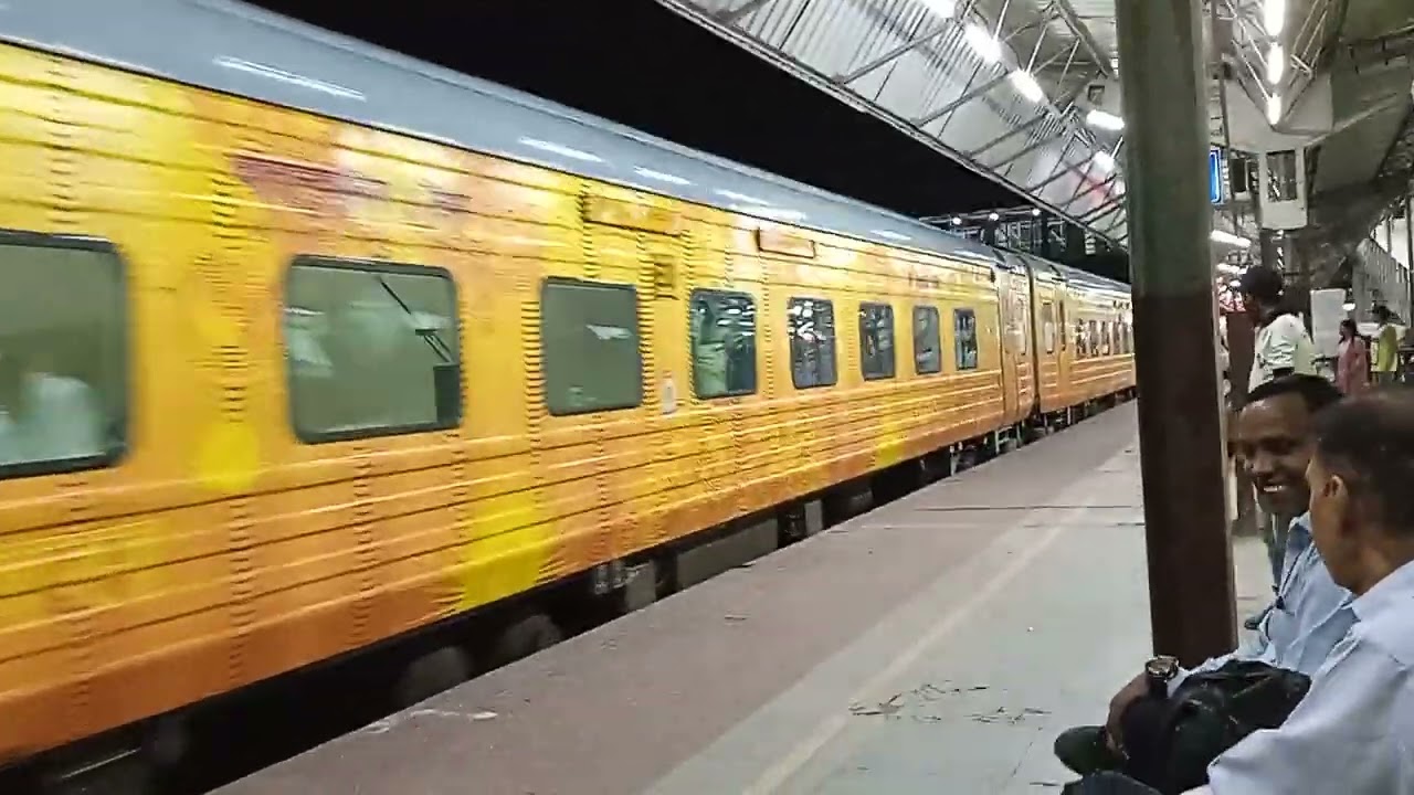 12952 Mumbai Tejas Rajdhani Express departing from Kota Junction with BRC WAP7