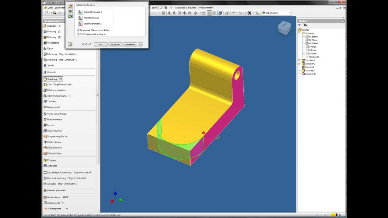Inventor Schulungsvideo Teil 1: Skizze, Extrusion