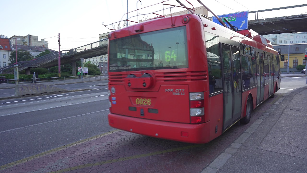 Slovakia, Bratislava, trolleybus 64 ride from Trnavské mýto to Slovenská akadémia vied