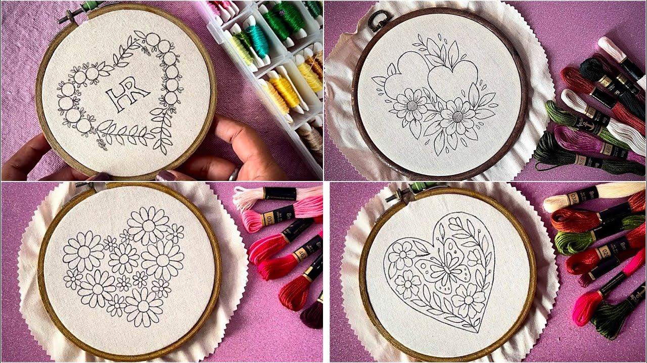 Heart embroidery compilation || Embroidery for Beginners - Let’s Explore 
