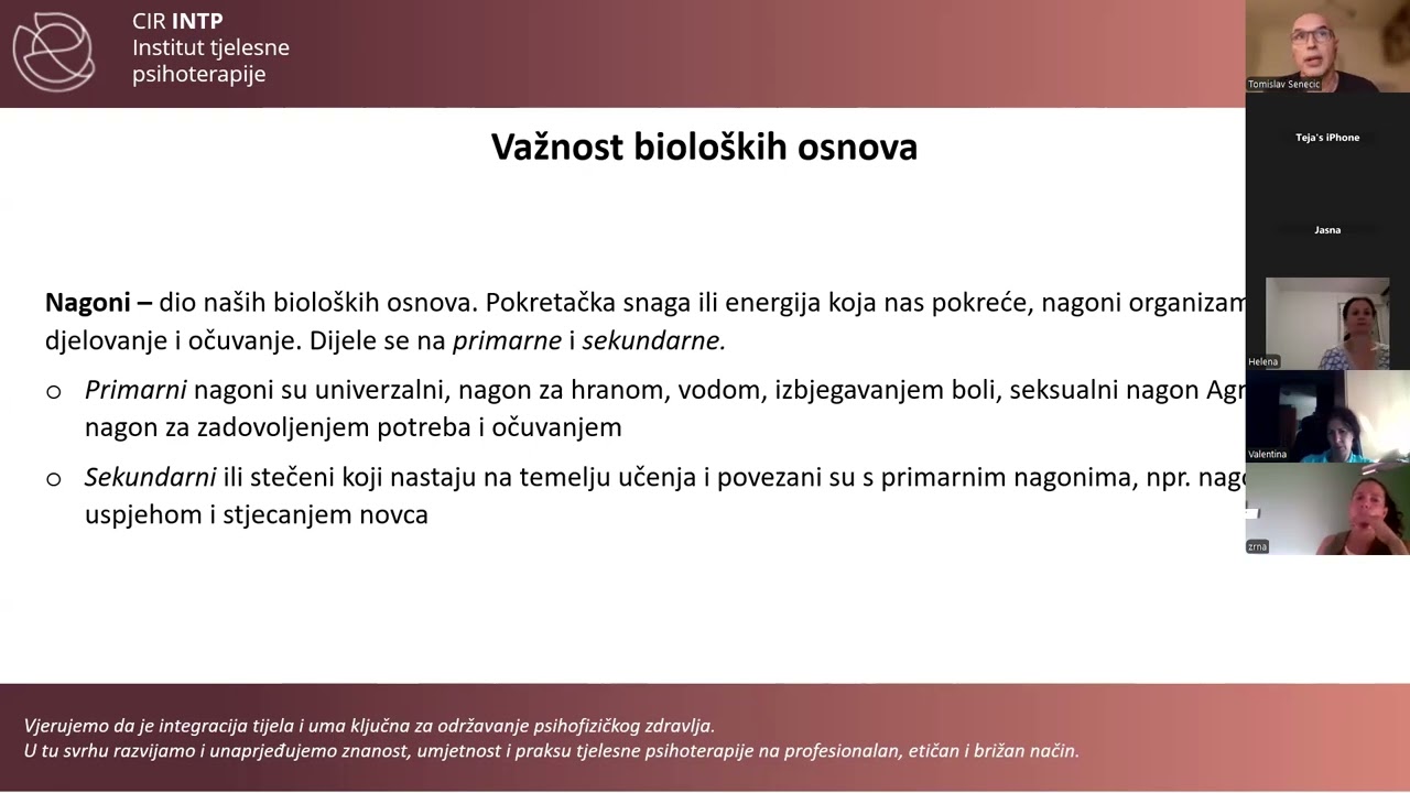 Predavanja iz ciklusa Tijelo u Psihoterapiji: Kako potrebe utječu na razvoj ličnosti