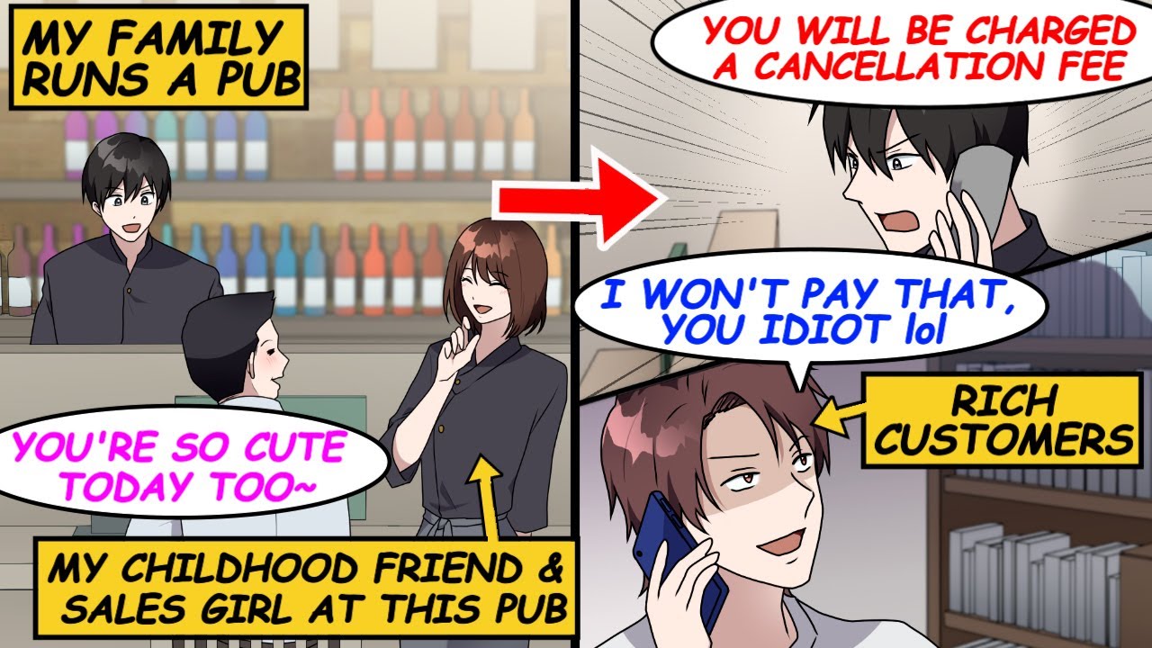 [Manga Dub] A childhood friend of mine works at my parents' house. Rich customers look down on us...