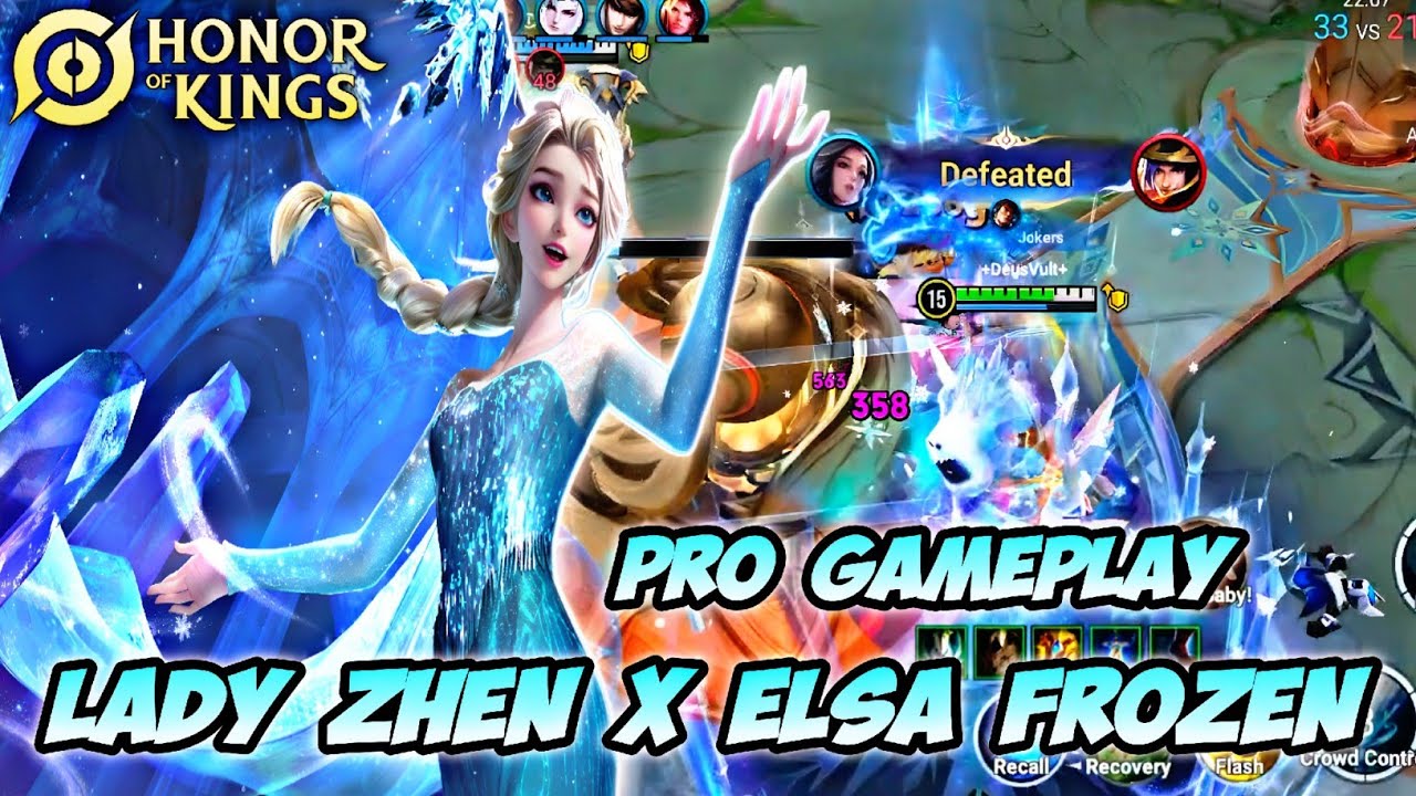 LADY ZHEN X ELSA FROZEN BEST MID LANE - PRO GAMEPLAY TECHNIQUE | HONOR OF KINGS (HOK)