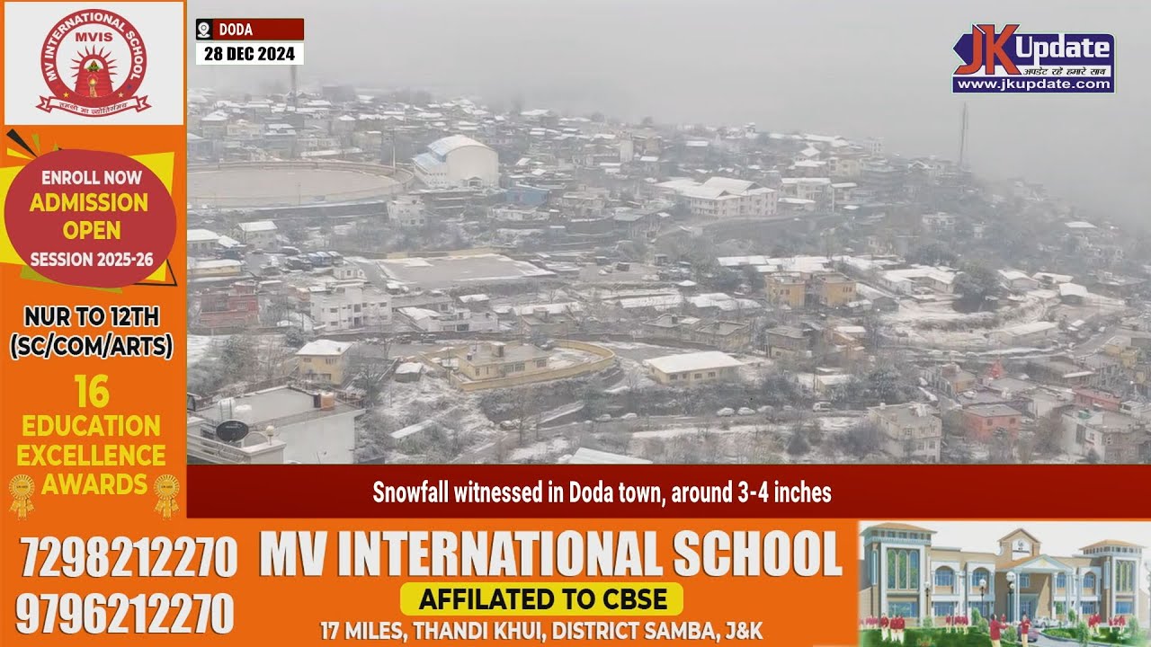 Snowfall witnessed in Doda town, around 3-4 inches