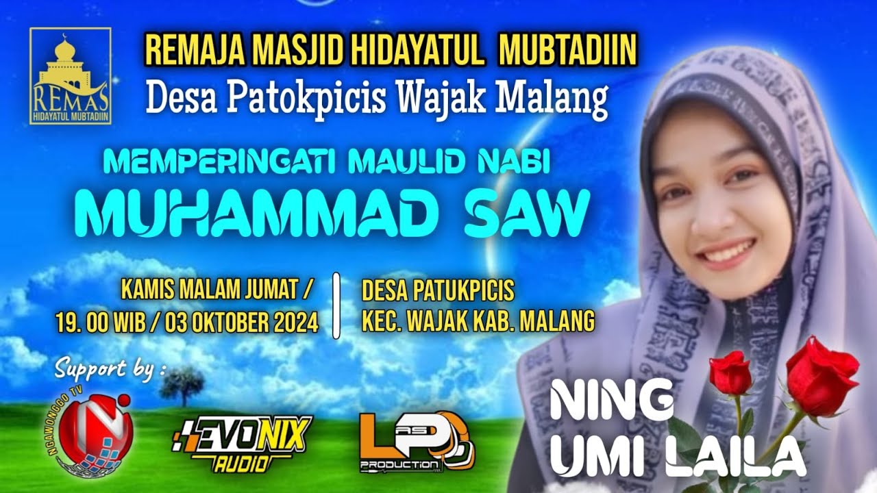Remaja Masjid Hidayatul Mubtadiin Patokpicis Peringati Maulid Nabi Muhammad  Bersama Ning Umi Laila
