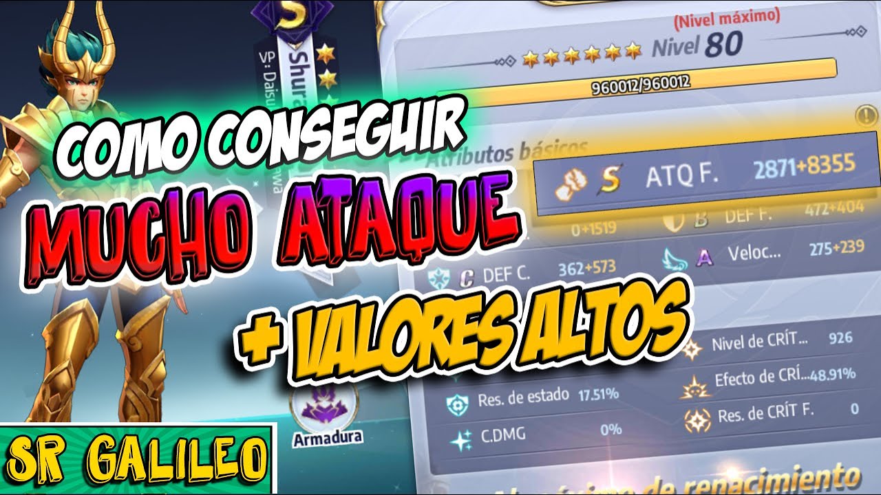 Conseguir ATRIBUTOS ALTOS ► Subir el ATAQUE de tu CABALLERO 💢 PS, DEF [Saint Seiya Awakening] KOTZ