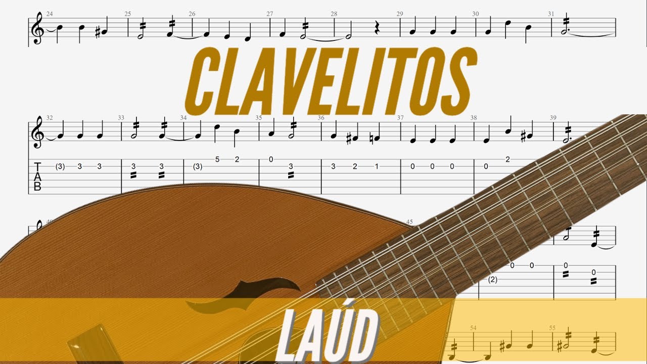 Genaro Monreal - Dame un clavel (Clavelitos Tuna). Tutorial laúd y bandurria partitura cifrada.