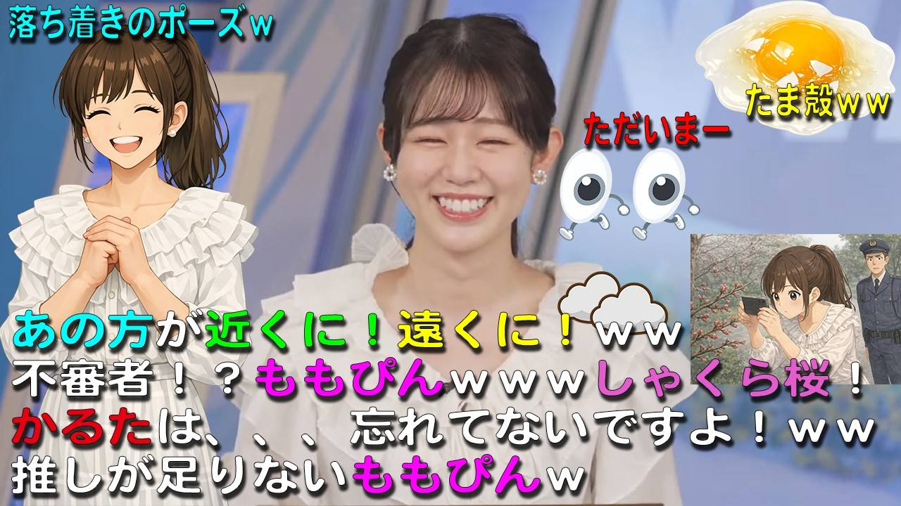 【青原桃香】あの方が近くに！遠くに！ｗｗかるたは、、、忘れてないですよ！ｗｗ不審者！？ももぴんｗｗｗしゃくら桜！推しが足りないももぴんｗ【ウェザーニュース・切り抜き】