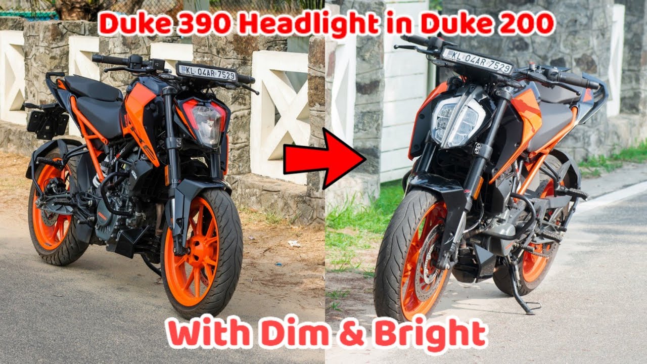 Duke 390 Headlight in Duke 200 Bs6 | With Back Cover and Relay | Easily Fixed | Reddon |