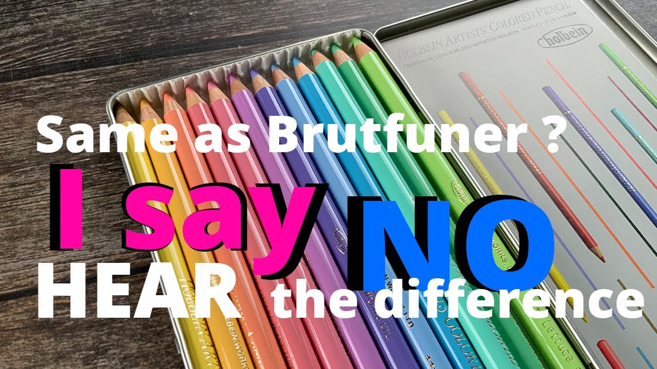 Holbein pastel set colored pencils - Test and comparison to Brutfuner and Arrtx colored pencils