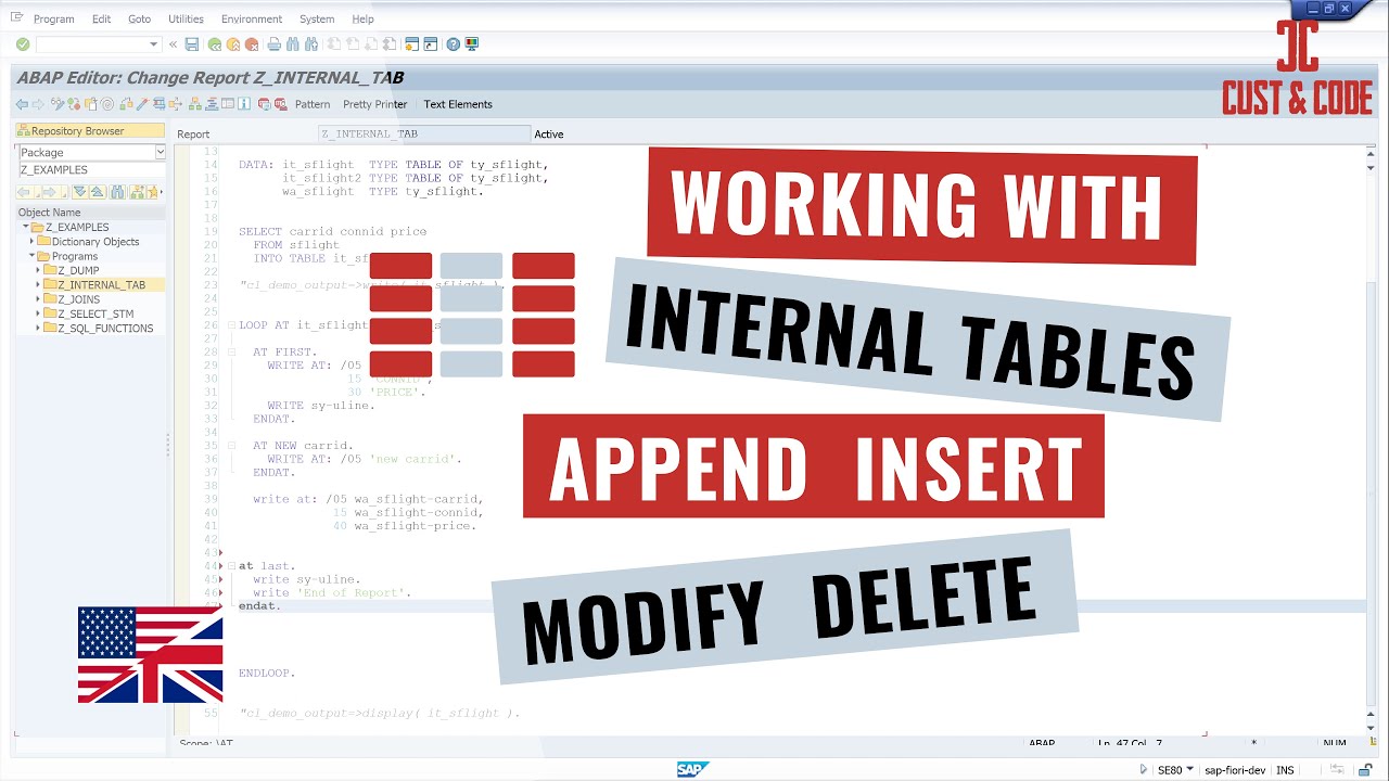 Working with Internal Tables in SAP ABAP - Append, Insert, Modify and Delete [english]