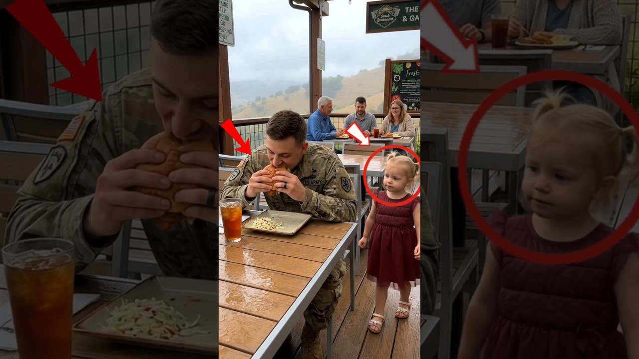 Little Girl Salutes a Soldier in a Diner, and His Reaction Is Priceless 🫡❤️ #kindness #respect #love