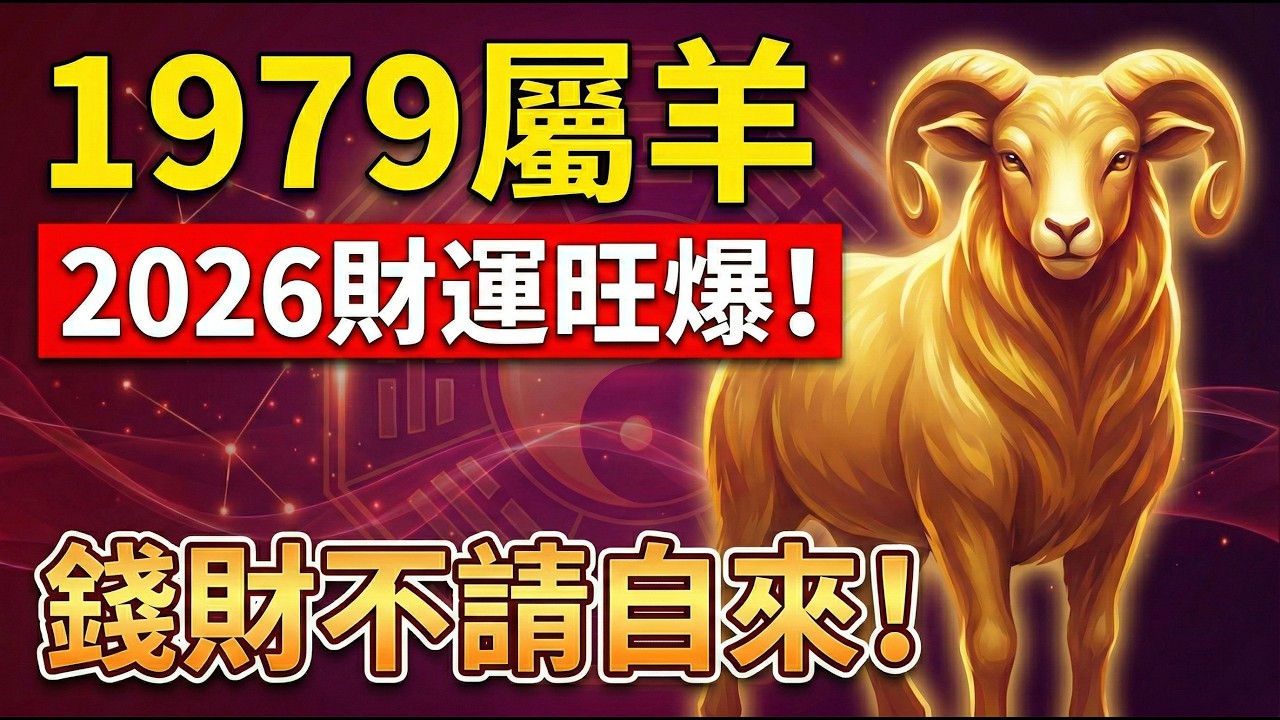 【1979年羊】命中自帶「聚寶盆」！2026年註定轉大運！錢財不請自來，攔都攔不住！