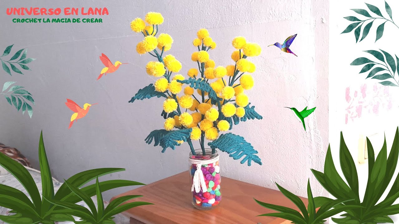 FLOR MIMOSA A CROCHET FACIL, PASO A PASO.