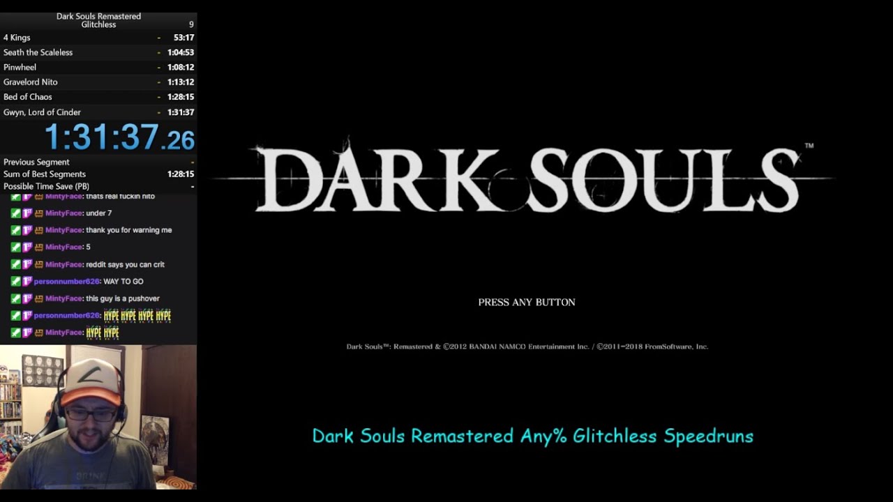 Dark Souls Remastered Any% Glitchless, Gravelord Sword in 1:31:37