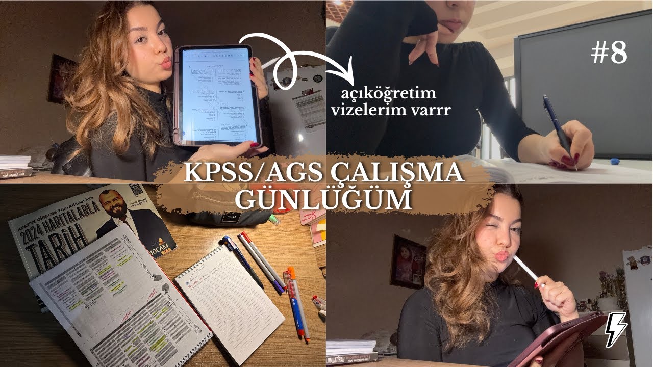 AGS/KPSS çalışma günlüğüm8| tarih tekrarı yapalım (başımın belası), açıköğretim vizelerime çalışalım