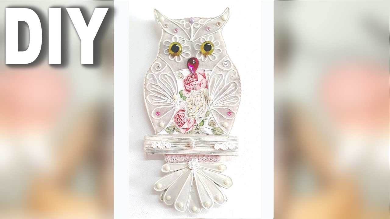 #Portallaves pared -BUHO precioso! CON RECICLAJE/ Shabby chic #luciernagafantastica #llaveros