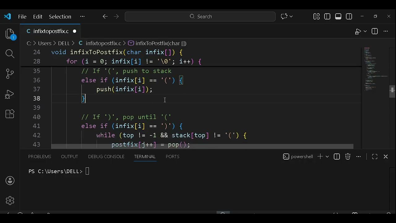 Lecture 3 infix to postfix program implementation using C