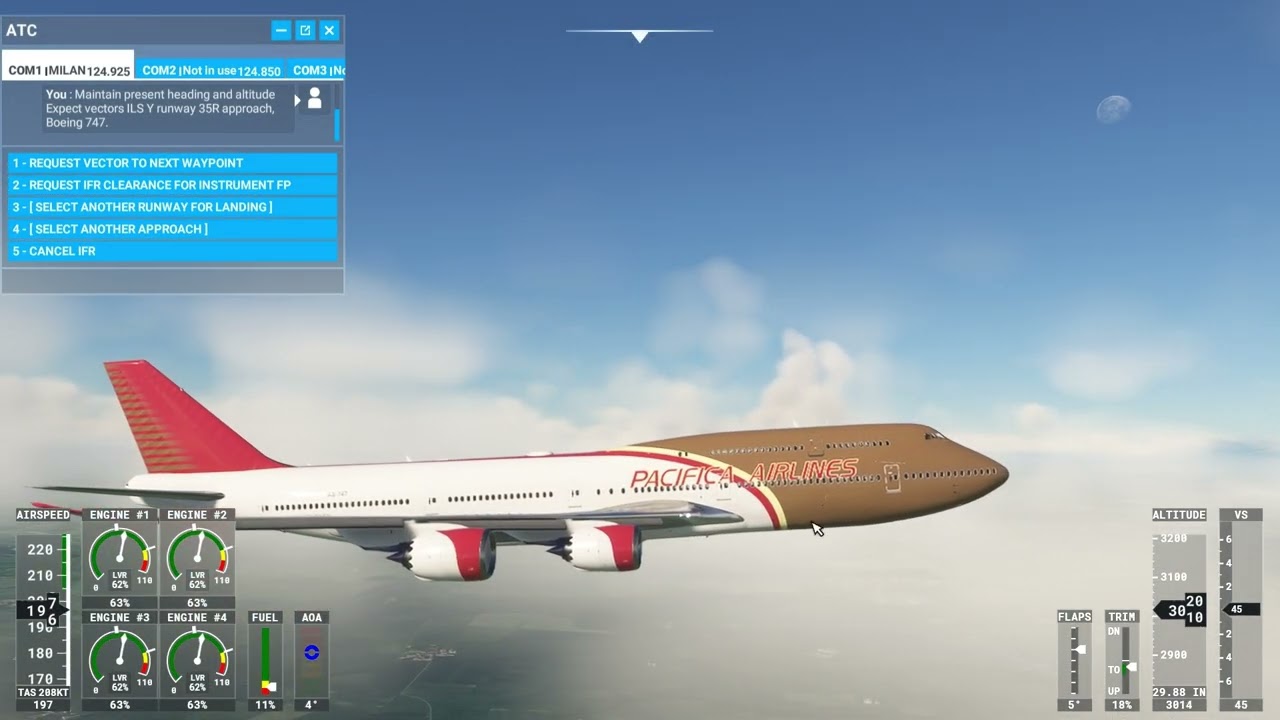 Microsoft Flight Simulator: Luxembourg to Milan Malpensa with a 747-8