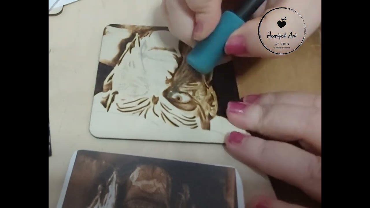 Pyrography of coaster for Halloween