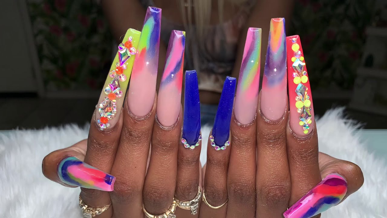 XX-Long Nails | Marble Nails | Ombré Acrylic Nails | Natali Carmona