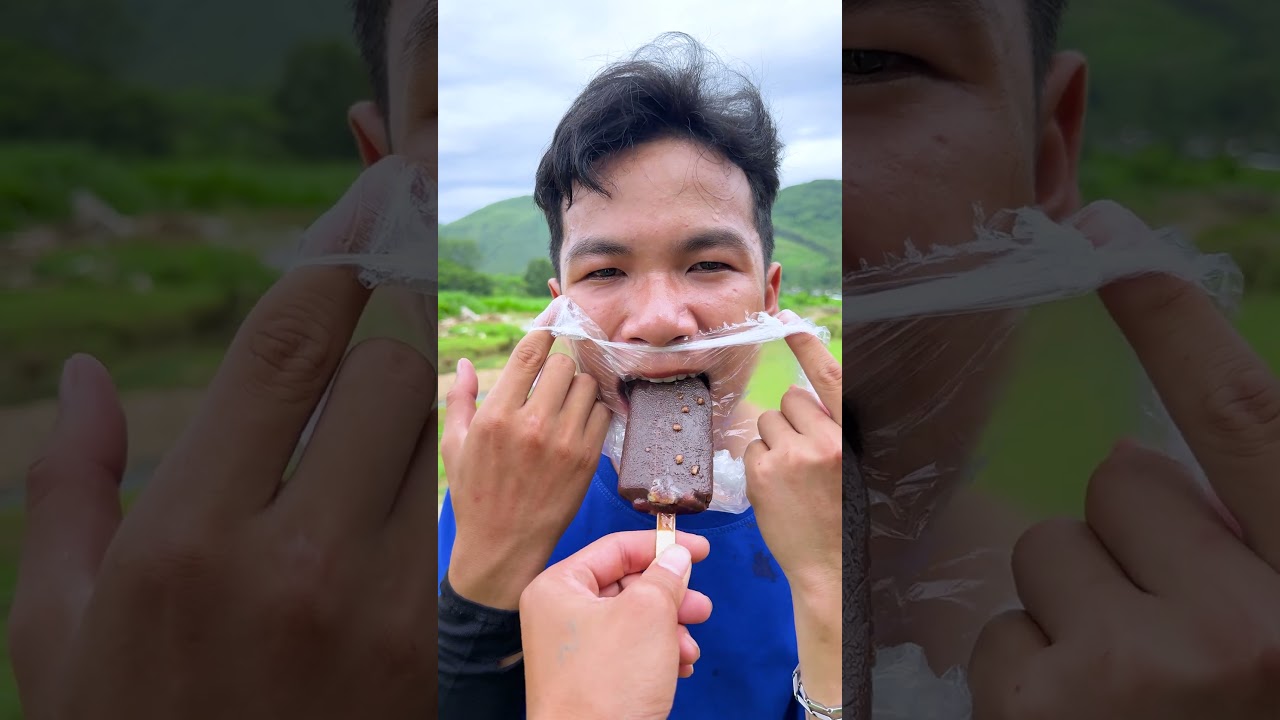 Cover your mouth challenge to eat chocolate ice cream, watermelon ice cream🍉&hellip; and SPICY SAUCE?! 😳