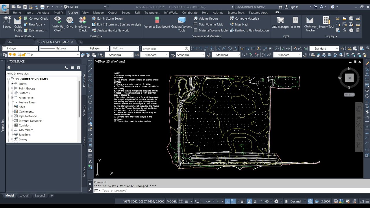 13 - Calculate Cut/Fill Volume Using AutoCAD Civil 3D