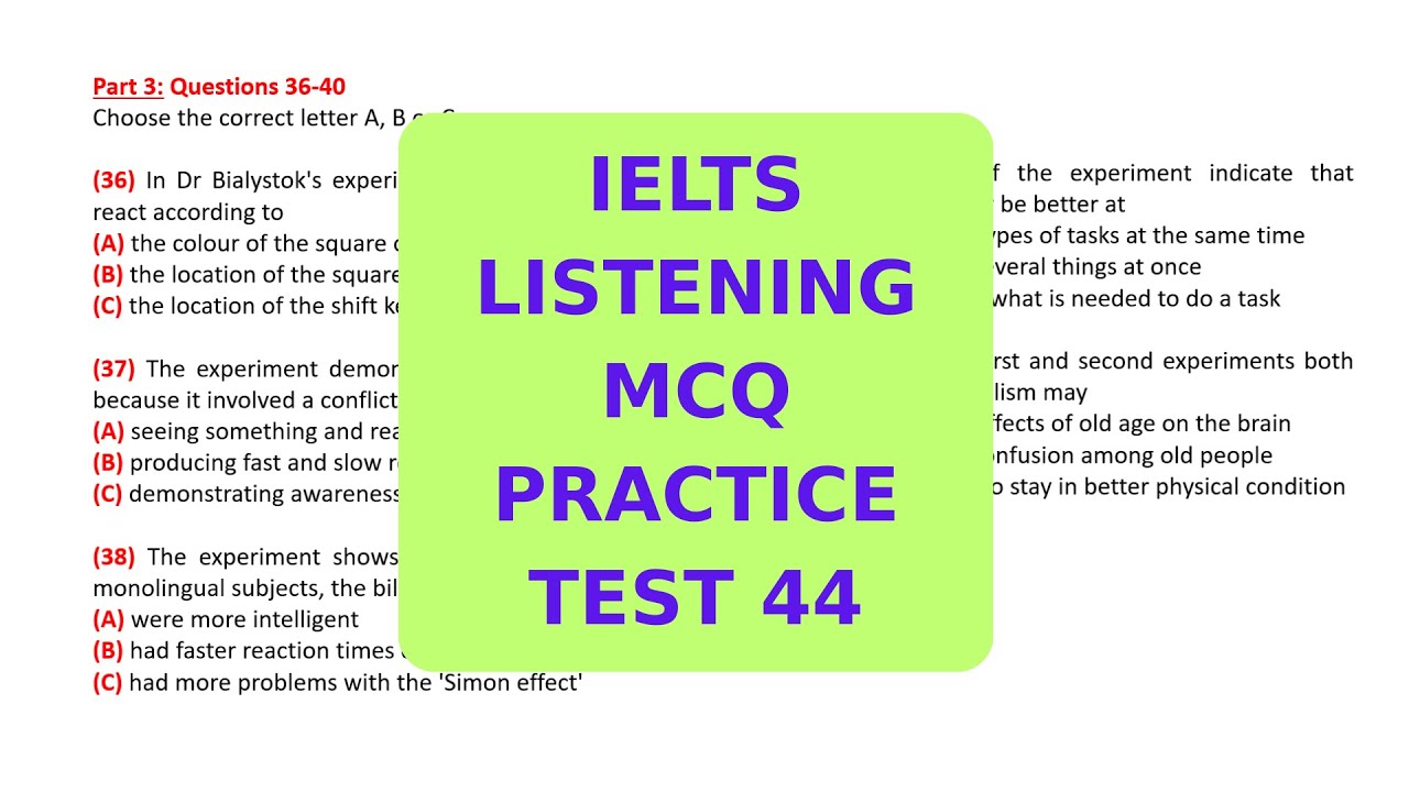 Практический тест IELTS по аудированию с вопросами с множественным выбором, часть 44.