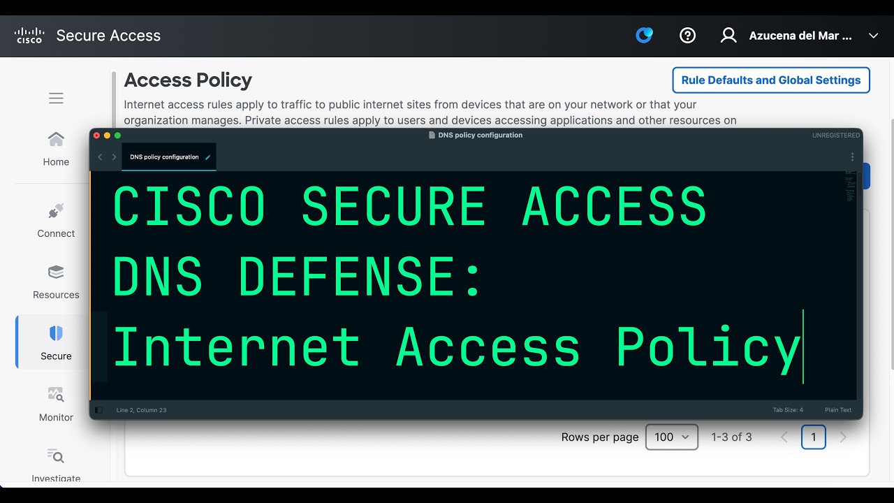 Cisco Secure Access DNS Defense: Create a basic Internet Access Policy