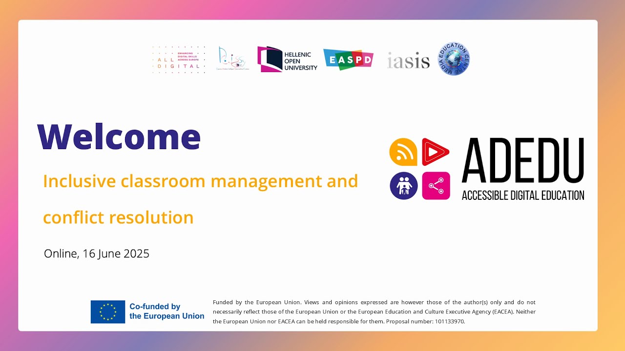 ADEDU Webinar: Inclusive classroom management and conflict resolution