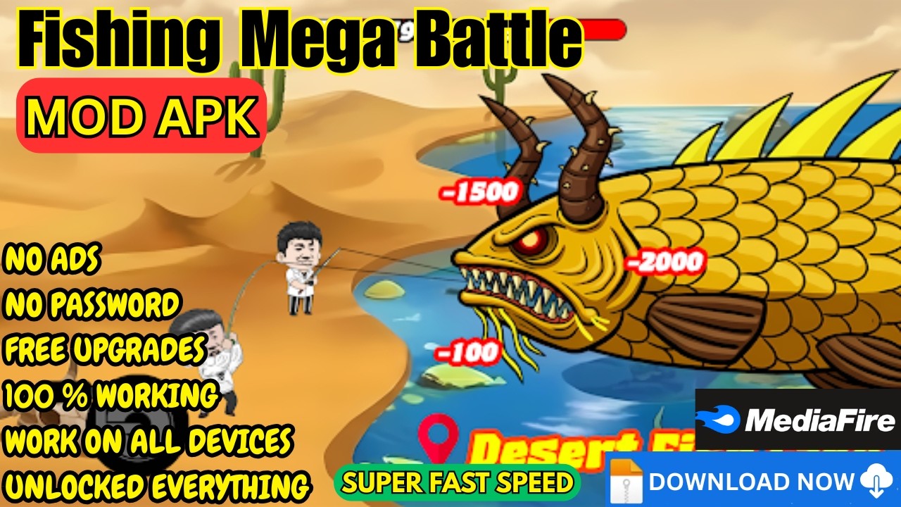 UPDATE ‼️ Fishing Mega Battle Mod Apk v1.1.1  Unlimited Money  Free Shopping