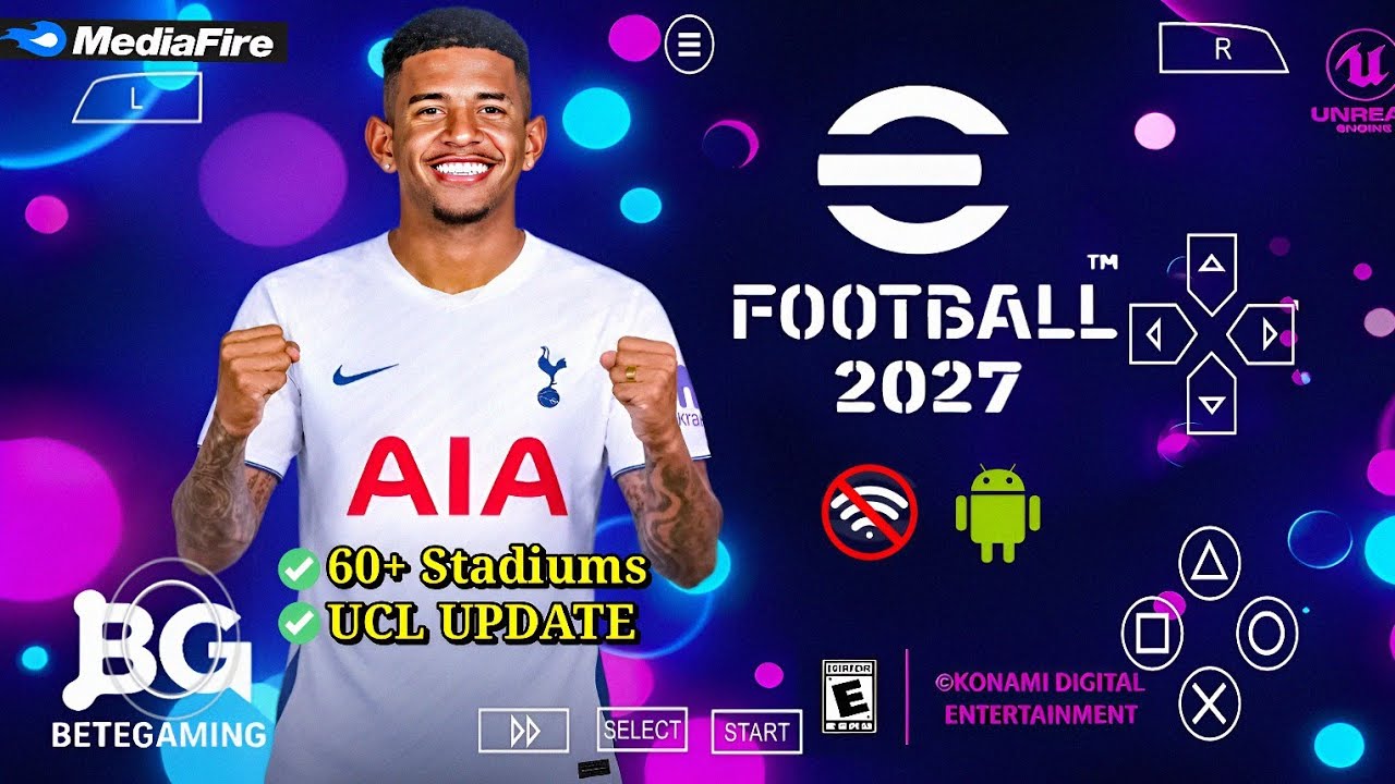 eFootball PES 2027 PSP Android Offline Камера PS5 | Обновление Efootball 2026 27 PSP UCL и 62+ 🏟