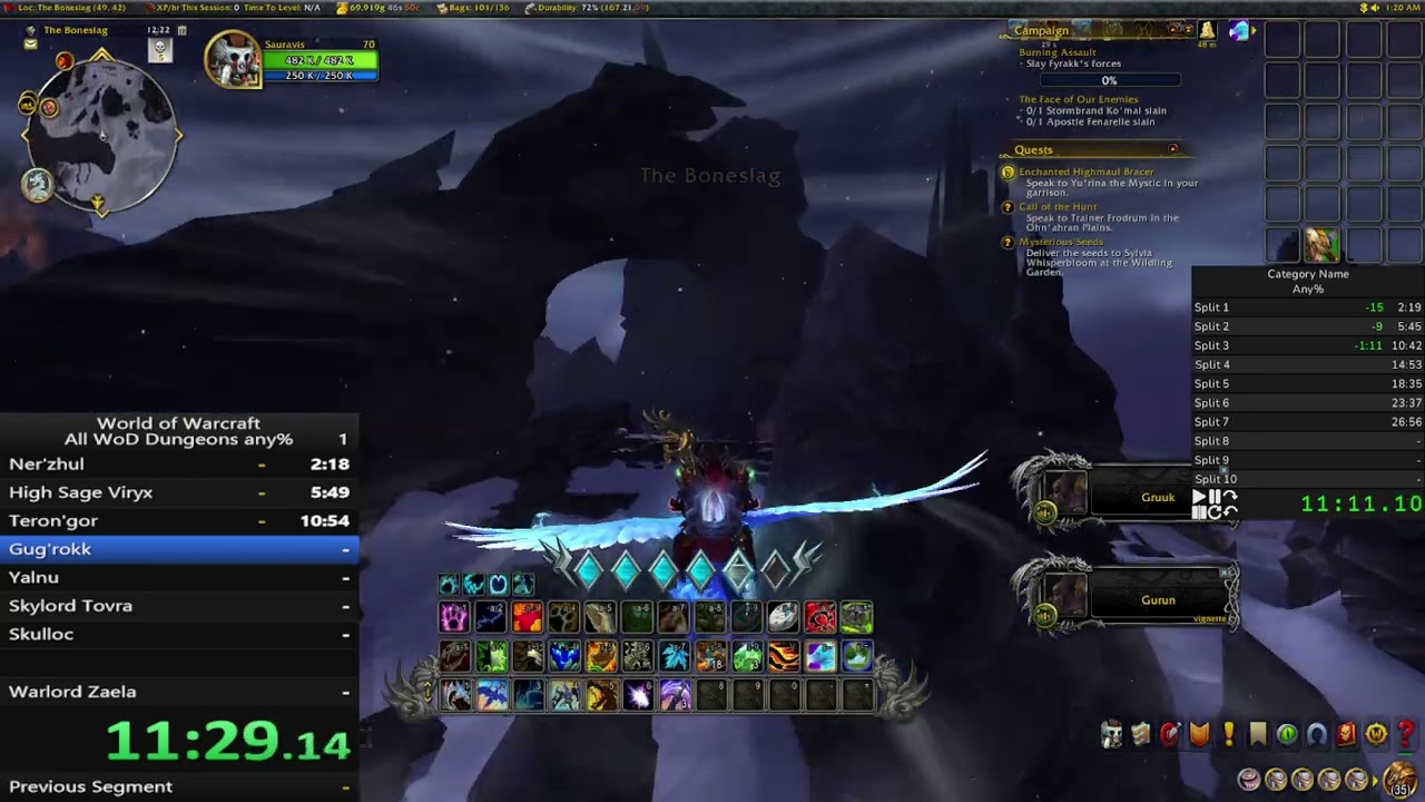 World of Warcraft All WoD Dungeons Speedrun Any%