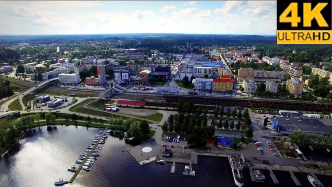 FINLAND MIKKELI 4K Flight above the harbor