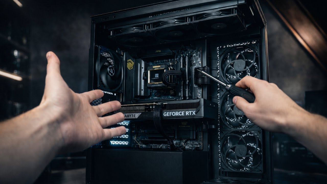 10 minutes of BUILDING a GAMING PC | FULL BLACK/NO RGB POV PC BUILD | Ryzen 7 9800X3D + RTX 5080