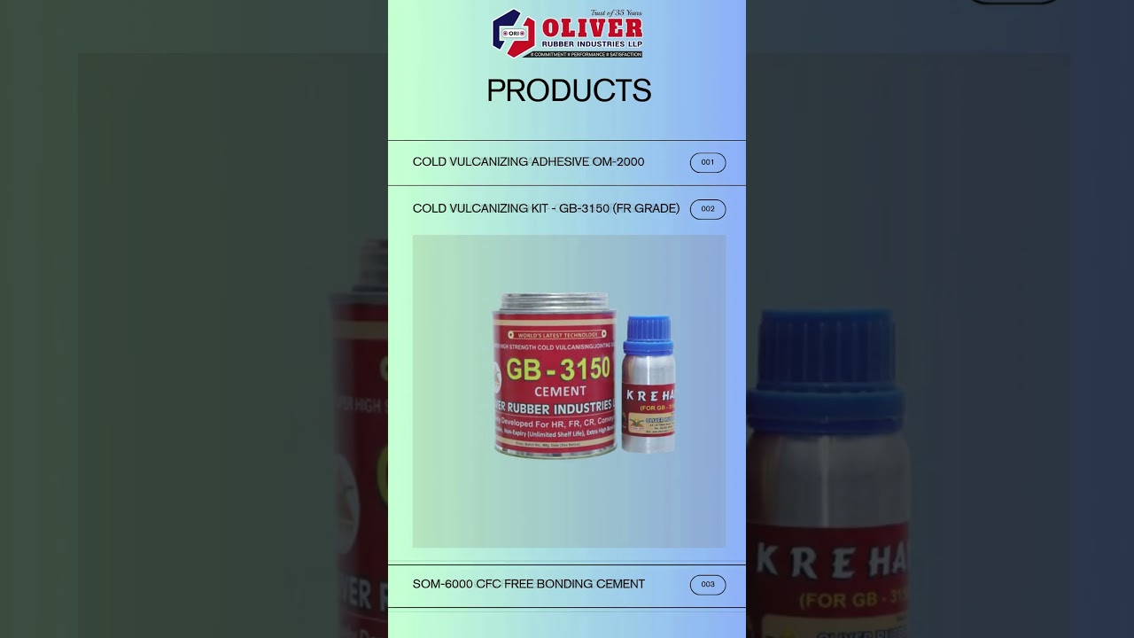 Cold Vulcanizing Adhesive - oliver rubber industries llp