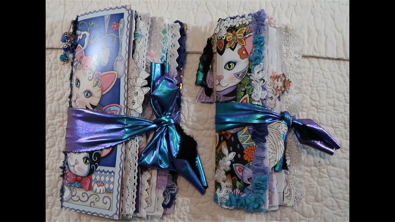 quick video showing coloring pages in junk journal #junkjournal, #cats, #coloring books