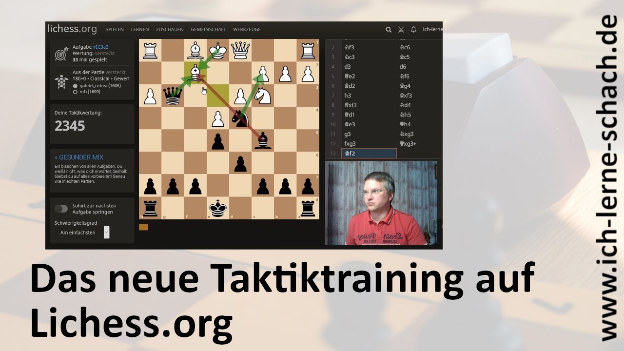 Das neue Taktiktraining auf Lichess.org.