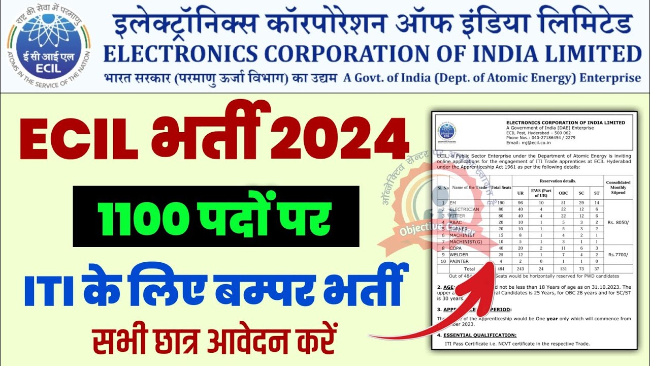 ECIL में 1100 पदों भर्ती आ गयी  | ECIL Vacancy 2024 | ECIL Recruitment 2024 | ECIL New Vacancy 2024