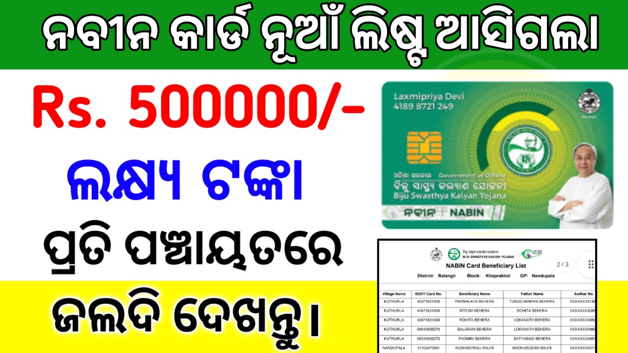 BSKY Nabin Card List 2024 || Nabin Card List 2024 || BSKY Nabin Card Beneficiary List 2024